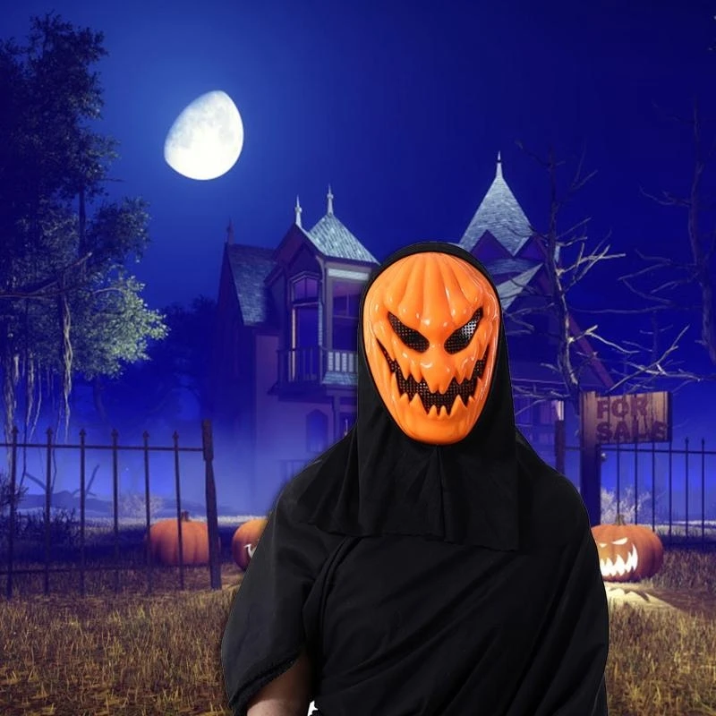 Y5GC Halloween Pumpkin Face for Head Mask Novelty Scary per feste e trucco o scherzetto Halloween Fancy Dress Party Mask Costume