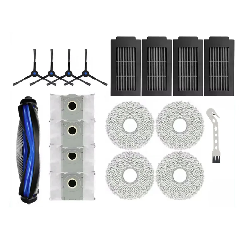 B15C ل Ecovacs Deebot T50 ماكس T50 برو T50 أومني T50 برو أومني T50 ماكس برو أومني 18 قطعة طقم قطع الغيار فرشاة تصفية كيس لجميع الغبار ممسحة
