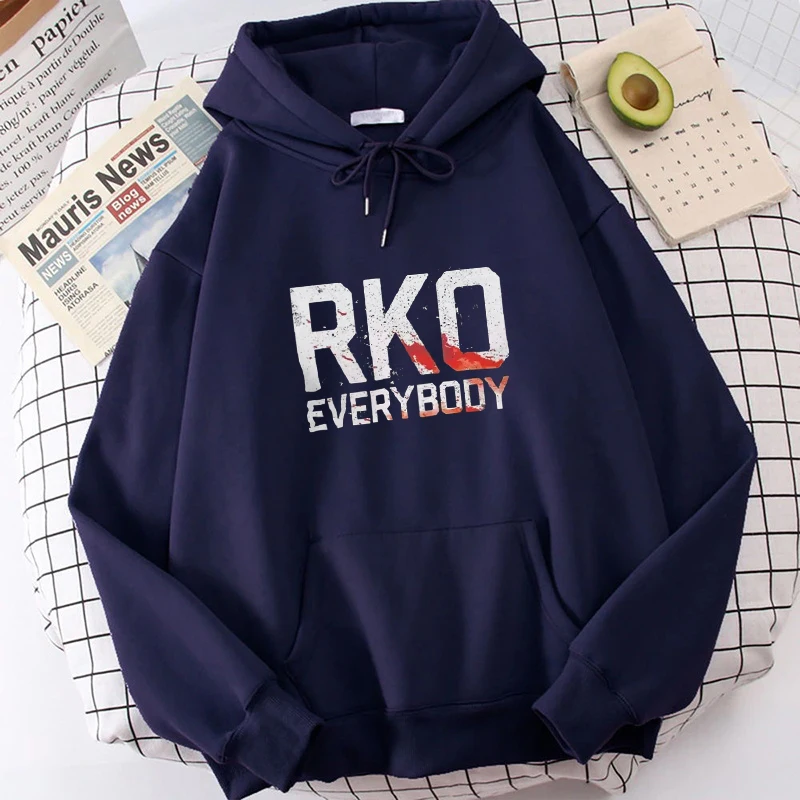 Men's Women's Fashion Hoodies RKO Everybody Distressed Wrestling Printing Sweatshirt Unisex Long Sleeve Casual Pullover Tops Fun