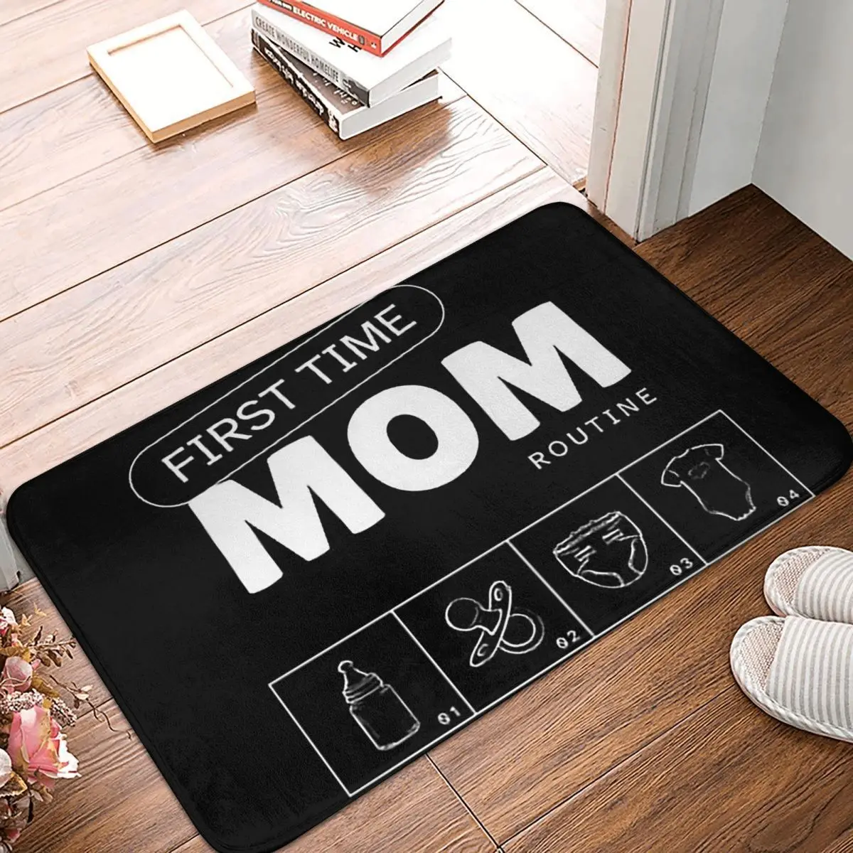 First Time Mom Routine With Illustration Anti-slip Doormat Floor Mat Carpet Rug for Kitchen Entrance Home Balcony Footpad Mats