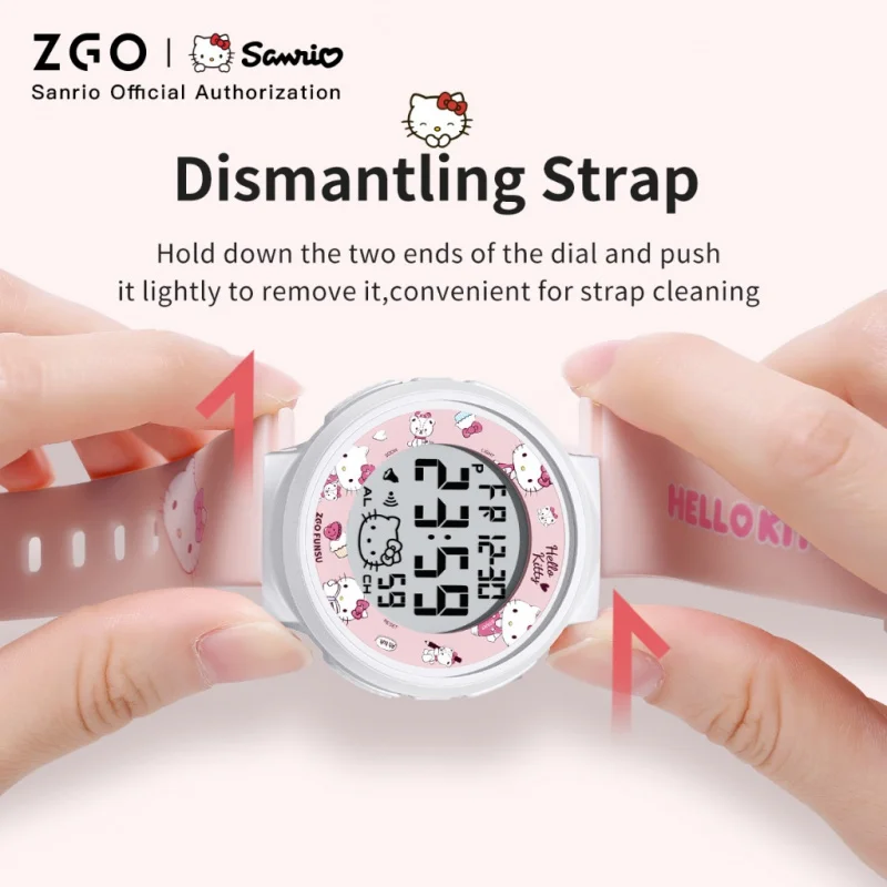 ZGO Sanrio Hello Kitty Kids Watch for Girls Cute Electronic Digital Wristwatch Waterproof and Luminous Watch Birthday Gift 8551