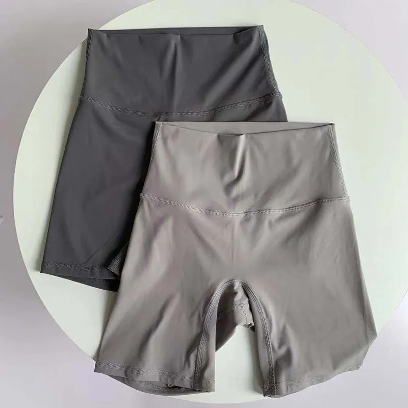 Women High Waist Naked Feeling 5/1 Length Yoga Shorts No Embarrassing Line Quick Dry Fitness Base Shorts