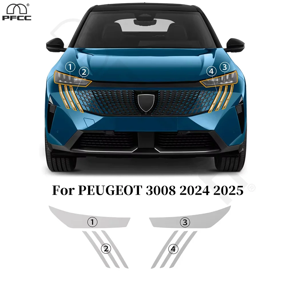

For PEUGEOT 3008 2024 2025 Headlight Rearview B C Pillars TPU Paint Protection Film Anti-scratch Clear Bra Pre-cut PPF Invisible