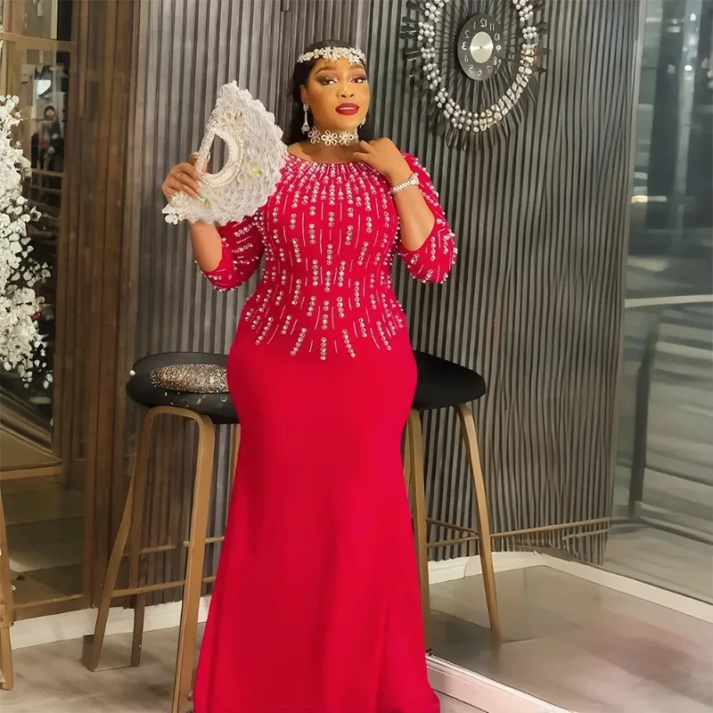 

Elegant African Evening Dresses for Women Dashiki Ankara Outfits Robe Plus Size Turkey Wedding Party Long Maxi Dress 2025 New