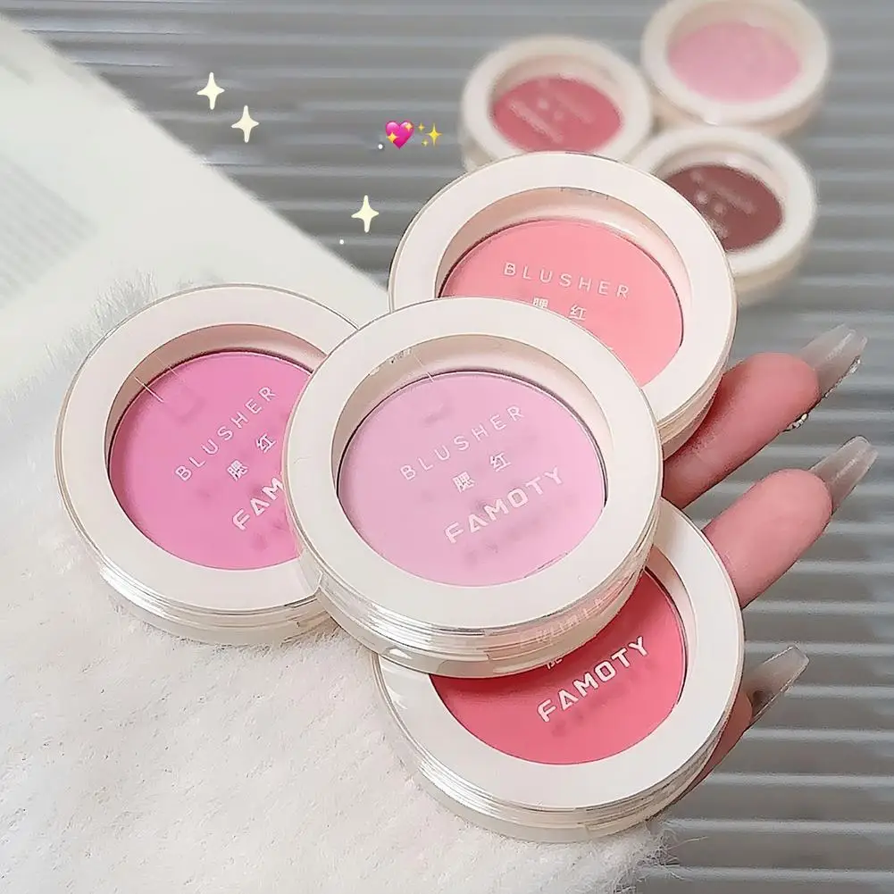Blush monocromático iluminador, pó facial à prova d'água frio, cor para bochecha, maquiagem fosca, contorno natural macio d7e7