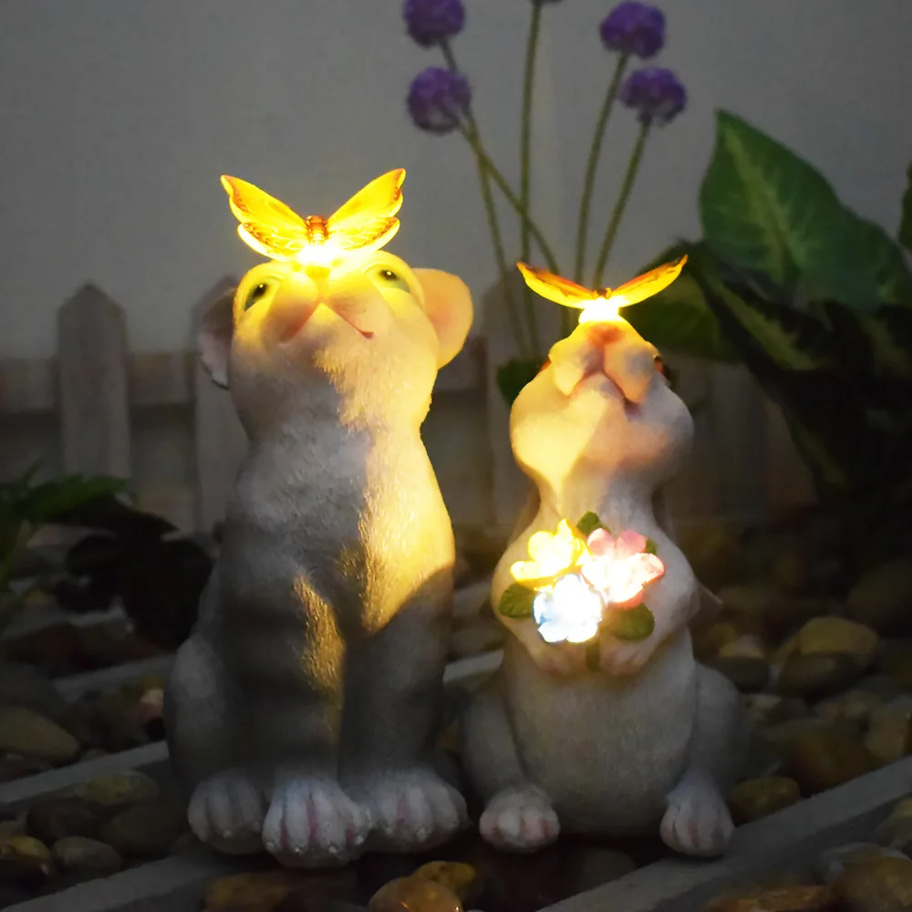 

Outdoor waterproof rabbit-shaped lamp sculpture resin decorative lamp, courtyard landscape solar garden decorative lamp