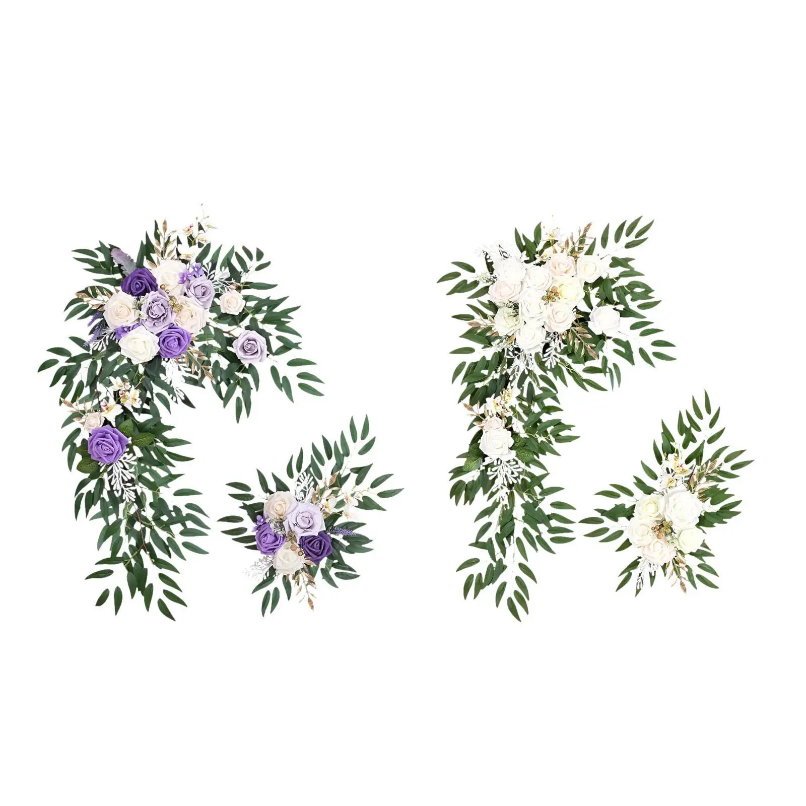 

2 Pieces Wedding Arch Flowers Welcome Sign Decoration Silk Flowers Green Leaves