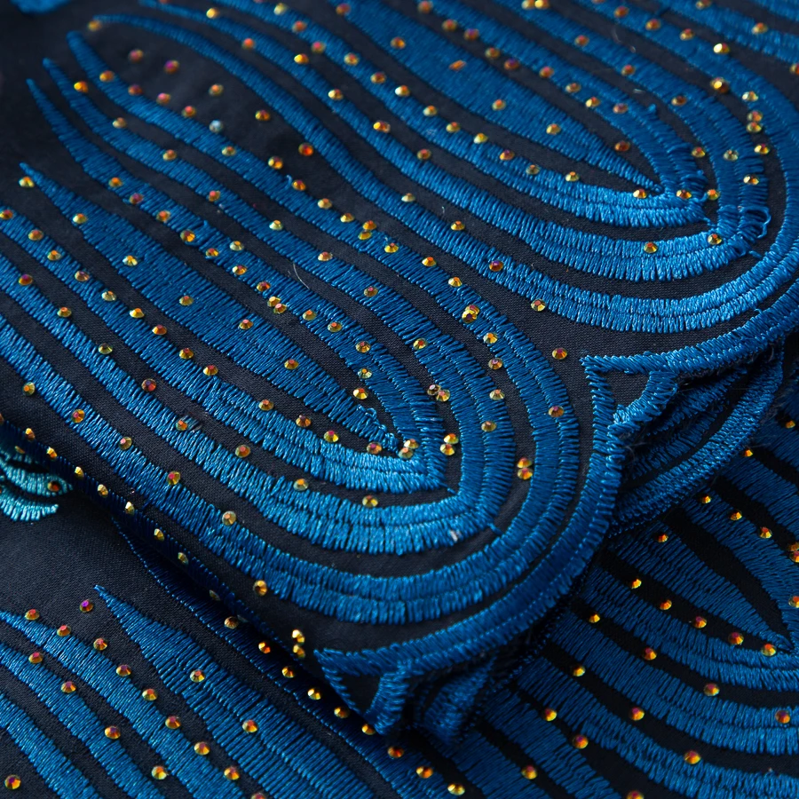 SJD LACE African Nigerian Cotton Lace Fabrics 2025 High Quality 5Yards Stones Swiss Voile Lace Fabric for Women Party Dress 4464