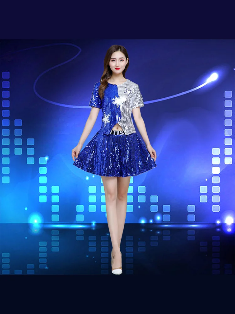 أزياء أداء الجاز النسائية المحظورة بالألوان للبالغين أزياء عصرية على طراز الهيب هوب مجموعة أزياء أداء التشجيع المطرزة