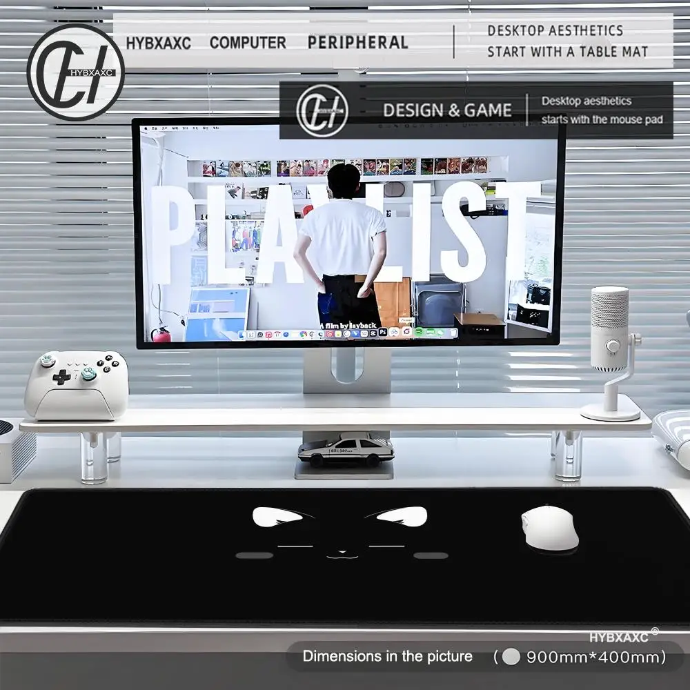 HD Black Cat Mousepad kawaii Pink Office Desktop Protection Pads Rug Rubber Anti-slip Gaming Keyboard Mousepads Long Desk Mat