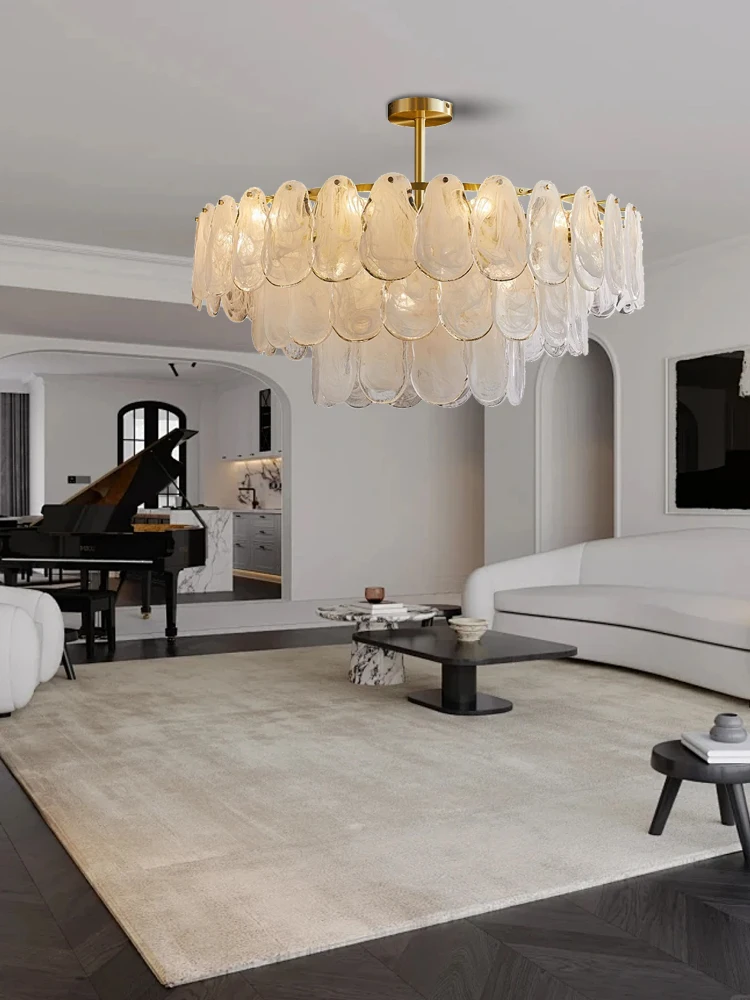 French Style Modern Cloud Mist Glass Chandelier Led Fashion Light Fixture For Bedroom Living Room Elegant Lamps Store Decor