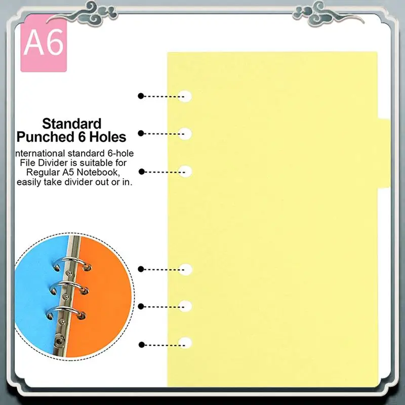 

ABIJ-20 наборов предметных разделителей формата А6, бумажный лист, перфорированные разделители для карточек, индексный разделитель с вкладками для планировщика-вставки для ноутбука