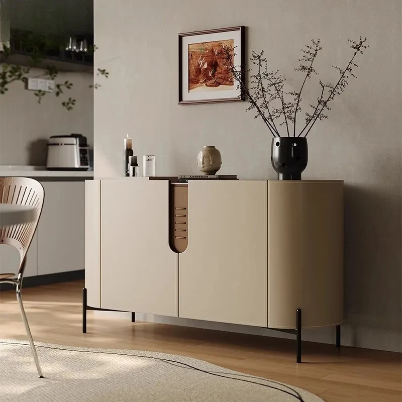 Italian saddle leather slate sideboard, living room storage cabinet, pantry cabinet, home entrance