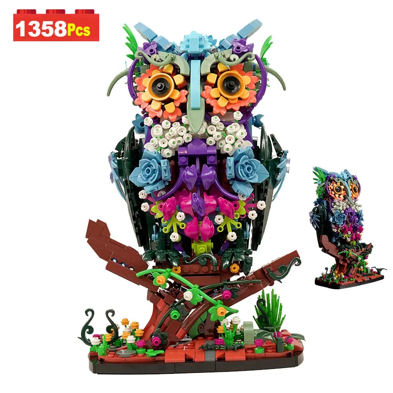 

1352 шт. механическая модель совы, наборы строительных блоков, серия джунглей, креативные украшения, кирпичи с животными, игрушки для детей, взрослых, подарки