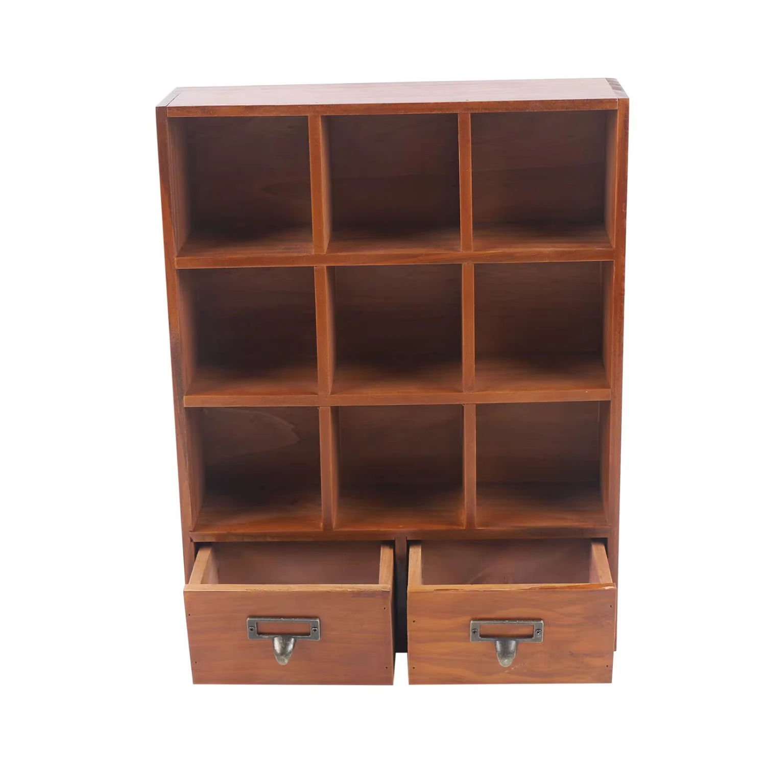 

9-Cube 2 Drawers Pine Organizer Cabinet Display Cubby-style Shelf Brown