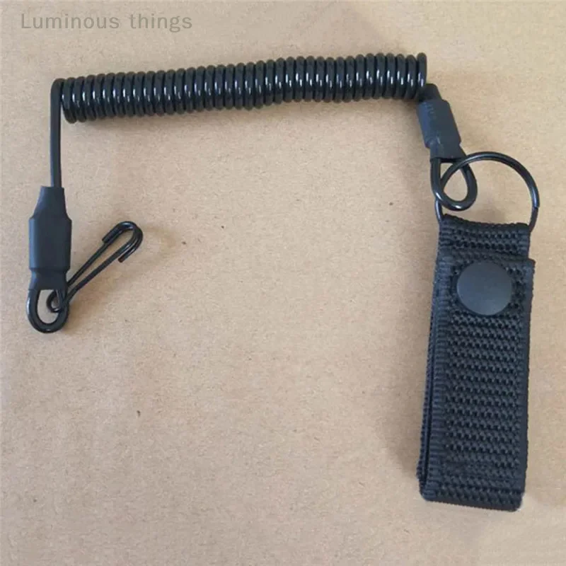 New Elastic Lanyard Rope Tactical Anti-lost Spring Safety Strap Gun Rope for Key Ring Chain Flashlight Hunting Accessor