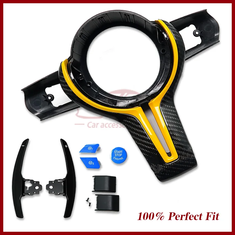 For BMW M Series F80 F82 F10 F06 F12 F13 F15 F16 M-sport F20 F22 F30 F31 F32 F33 F36 Steering Wheel Trim Carbon Fiber