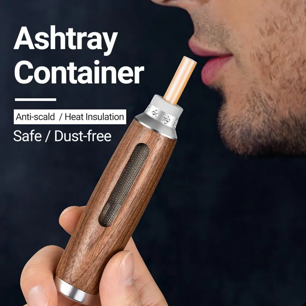 Мини-автомобильная пепельница, анти-летящаяся сигарета, мундштук из орехового дерева, органайзер для пепла, автомобильные аксессуары