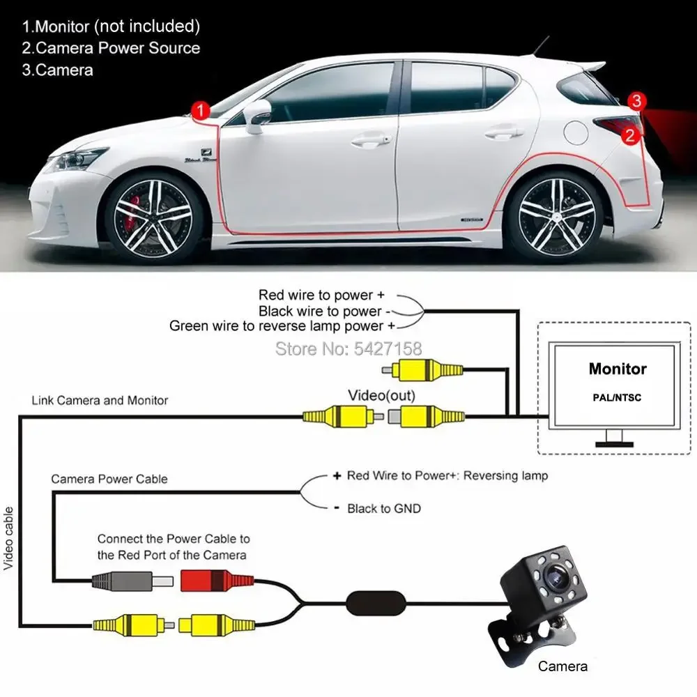 자동차 카메라 CVBS HD 야간 시장용 12LED 후 - Market Car Accessories 리뷰 및 가격