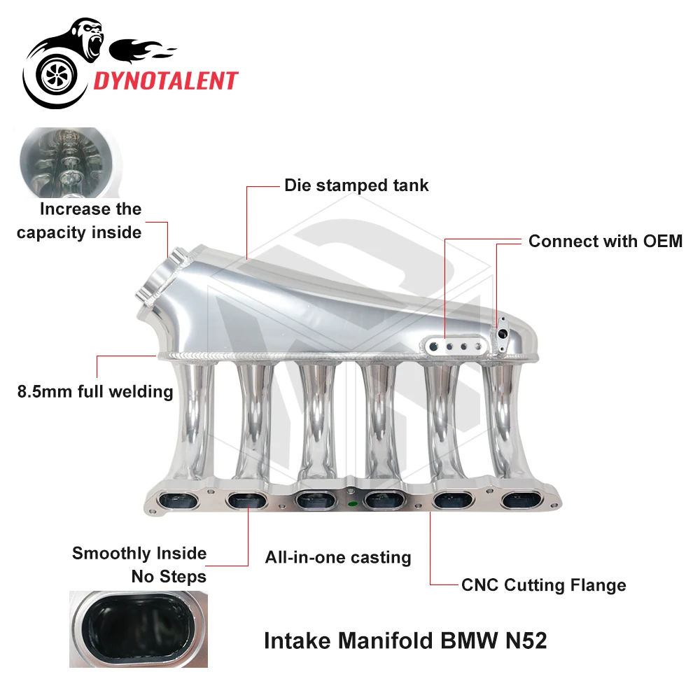 DYN RACING ALUMINUM INTAKE MANIFOLD WITH FUEL RAIL FOR  N52 B30 3.0L 125I 128I 130I 325I 328I 330I 530I 2006-2013