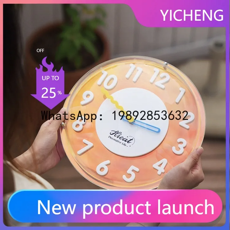 

Креативные красочные настенные часы ZB с маятником для гостиной, домашние, в форме пузыря, двойного назначения, популярные в интернете, светящиеся.