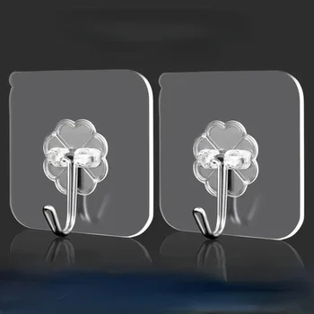 5/10 pezzi ganci autoadesivi resistenti in acciaio inossidabile trasparente appendiabiti per chiavi per cucina porta del bagno parete multifunzione