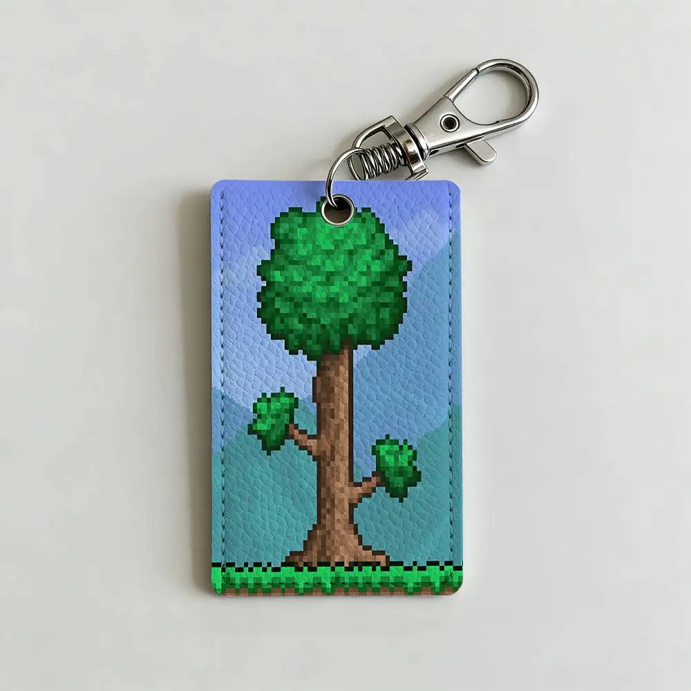 Hot Game T-Terraria Cool Card Holder Men And Womenn Universal Antirust Keychain Learther Access Drop Key Tag Ring