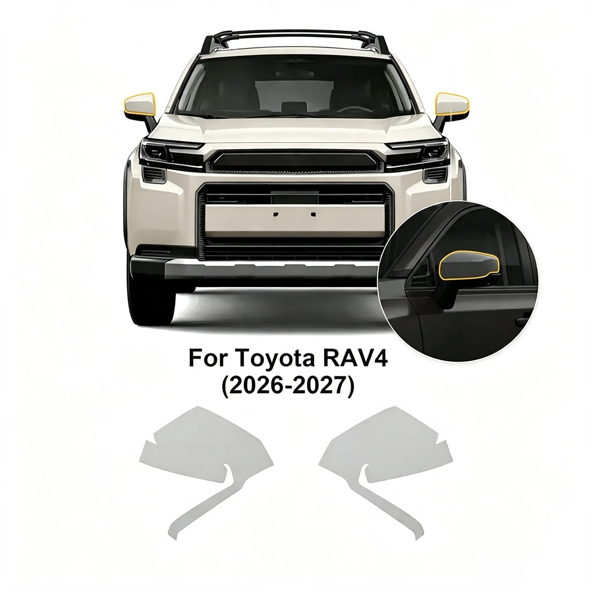 TPU Transparente Schutzfolie für Toyota RAV4 2026 Scheinwerfer Rückspiegel B-Säulen Anti-Kratz-Aufkleber PPF Klare Rauchfolie – Detail 1