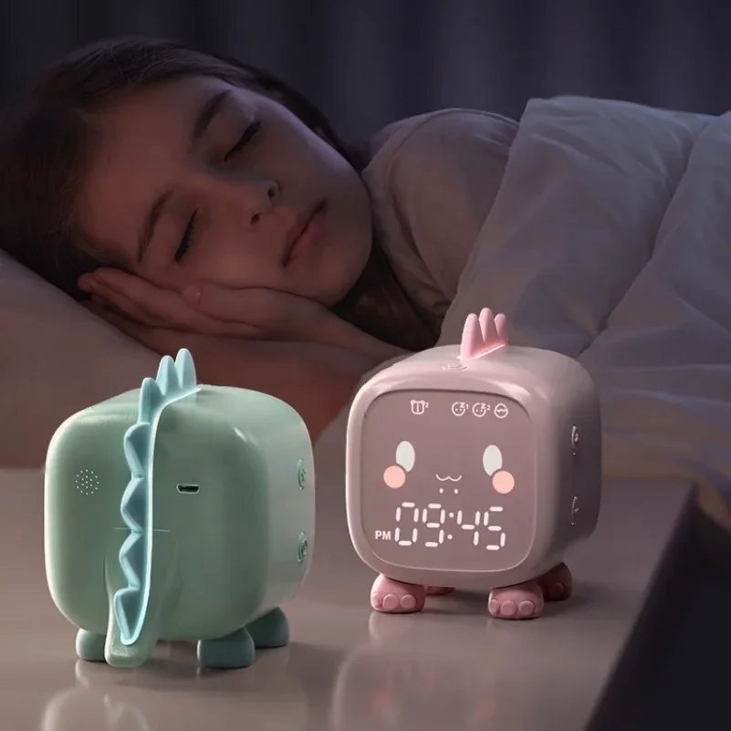Dinosaur Alarm Clock For Kids Led Digital Clock With Night Light Sleep Trainer, Auto-dim Snooze  For Children Room Bedroom