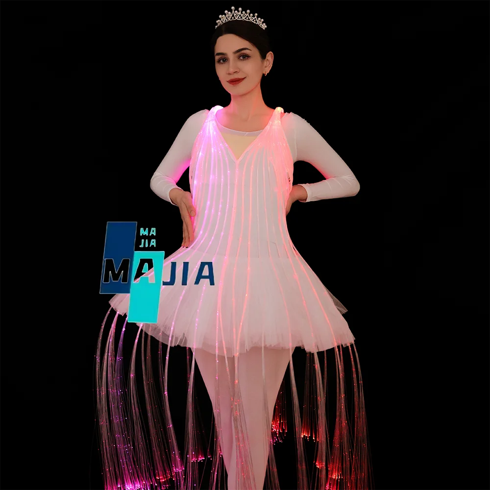 LED Dance Dress with Remote Control Color Changing Light Up Skirt for Rave Party Performance Halloween Costume
