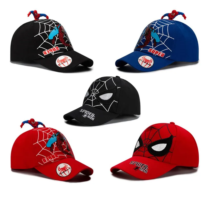 HotToys Spiderman Baseball Cap Boys Girls Hats Superhero Peripheral Cosplay Props Childrens Gift Sunhat Fashion Accessory 3-7y