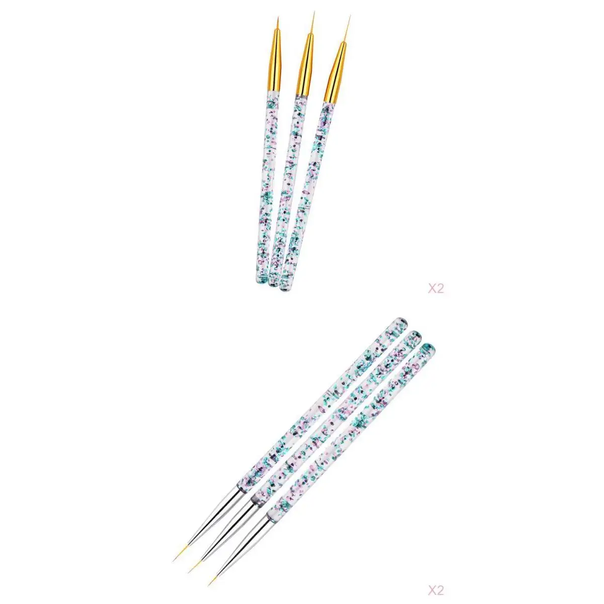 Nail Art Liner Brush Precision Drawing Set 7 9 11 14mm Tips Synthetic Fibre for Flower Patterns and Stripes
