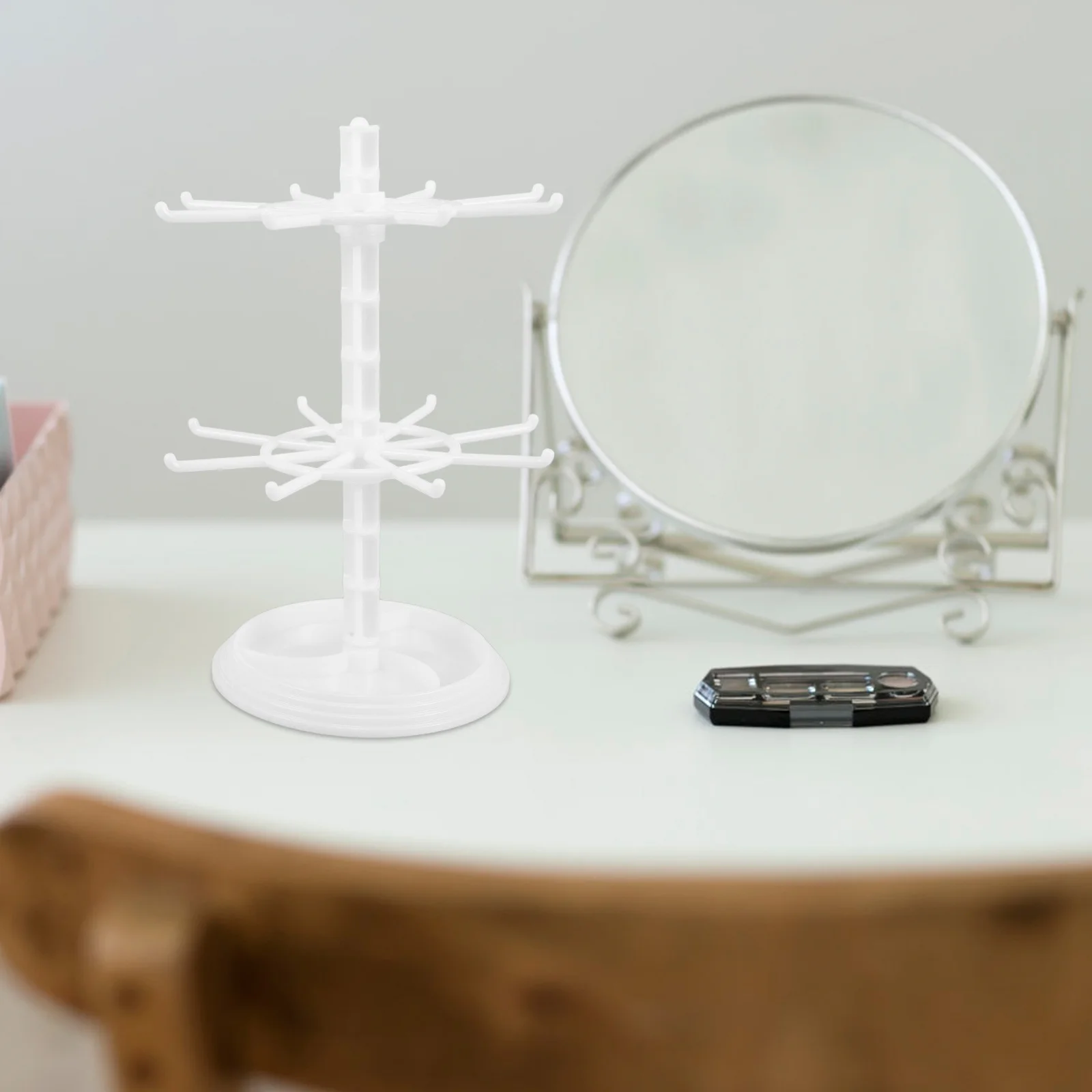 حامل عرض المجوهرات منظم دوار 360 درجة للأقراط والقلائد والأساور وسلاسل المفاتيح وحامل المجوهرات الصغيرة #2