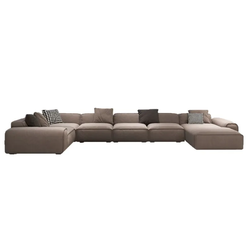 

Technology fabric frosted fabric Internet celebrity top layer cowhide minimalist sofa