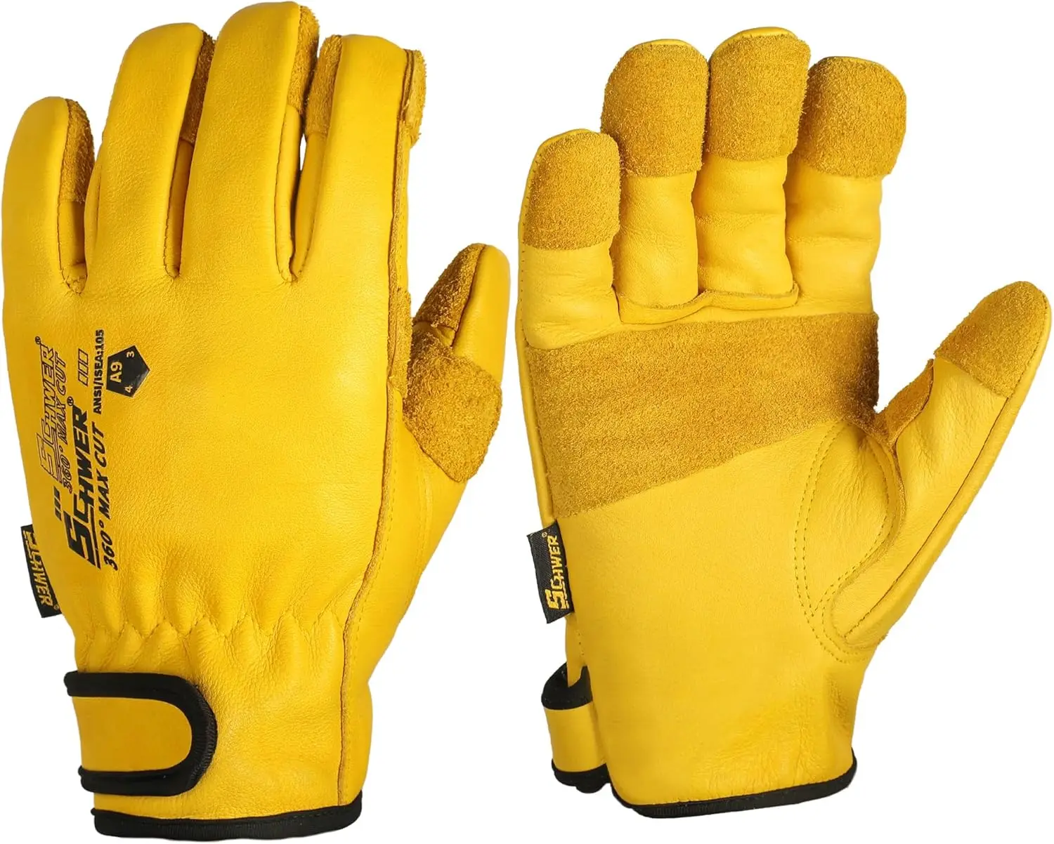 

Рабочие кожаные перчатки с защитой от порезов, усиленными кончиками пальцев и ладонью для строительства, сварки, металлообработки, деревообработки и садоводства