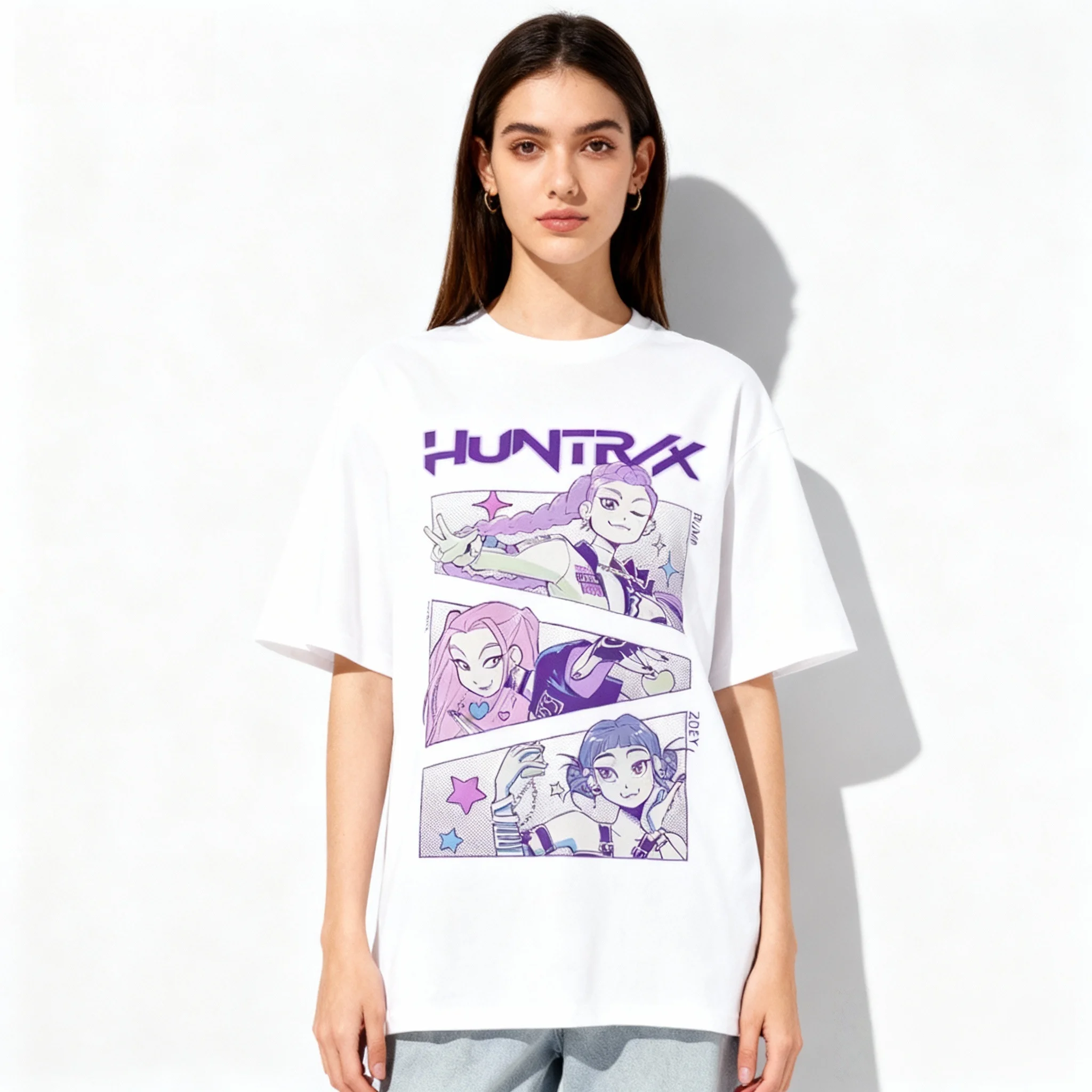 

NEW 25/26 Summer Anime KPOP Witch Hunt T-shirt Korean European and American Street Oversized Adult Women Children