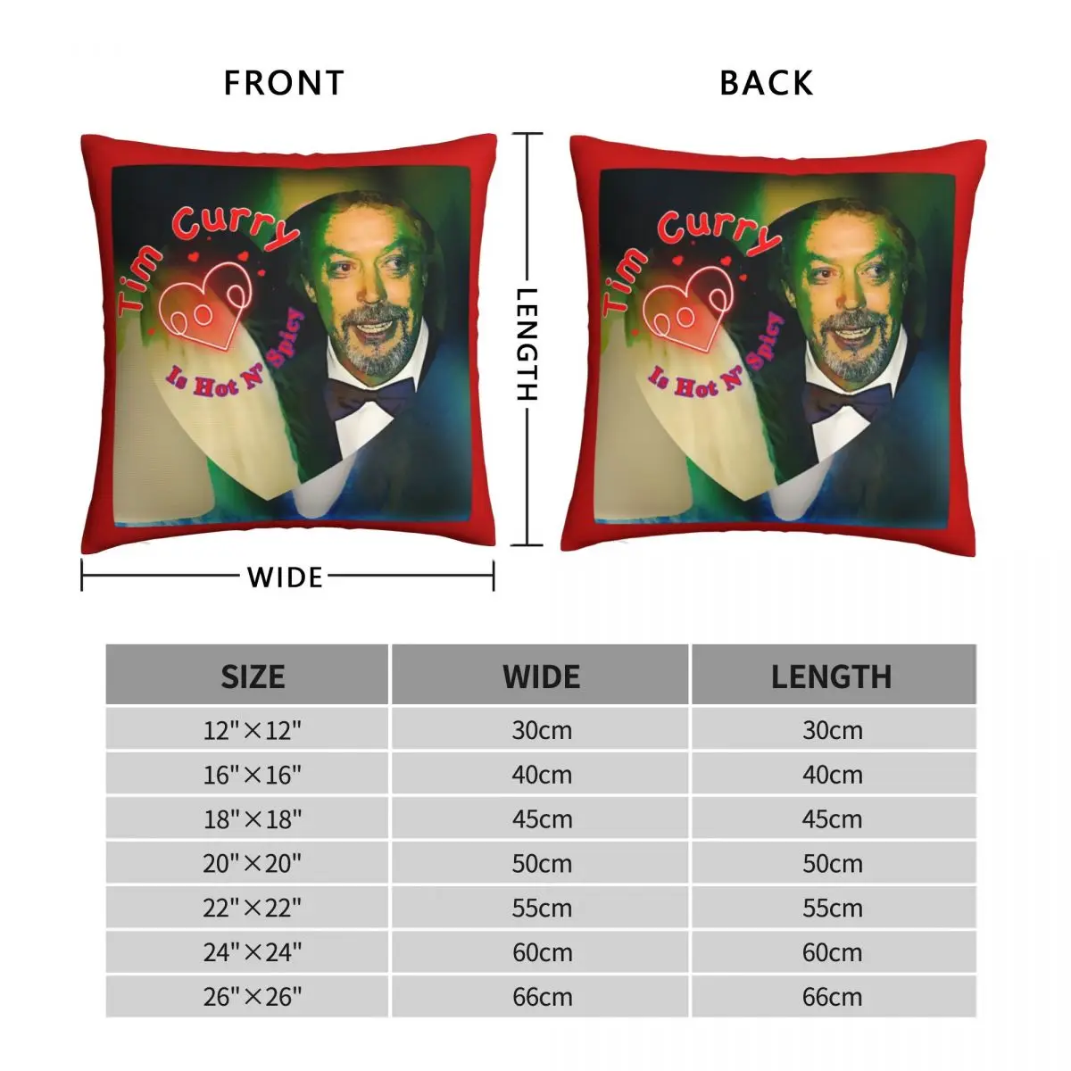 Tim Curry Hot N Spicy Square Pillowcase Polyester Linen Velvet Pattern Zip Decorative Throw Pillow Case Bed Cushion Cover 18