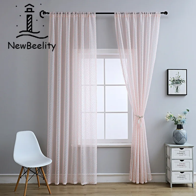 

Nordic Curtains for Living Dining Room Bedroom Pink raindrop embossed window screen bay window semi blackout curtain JQ