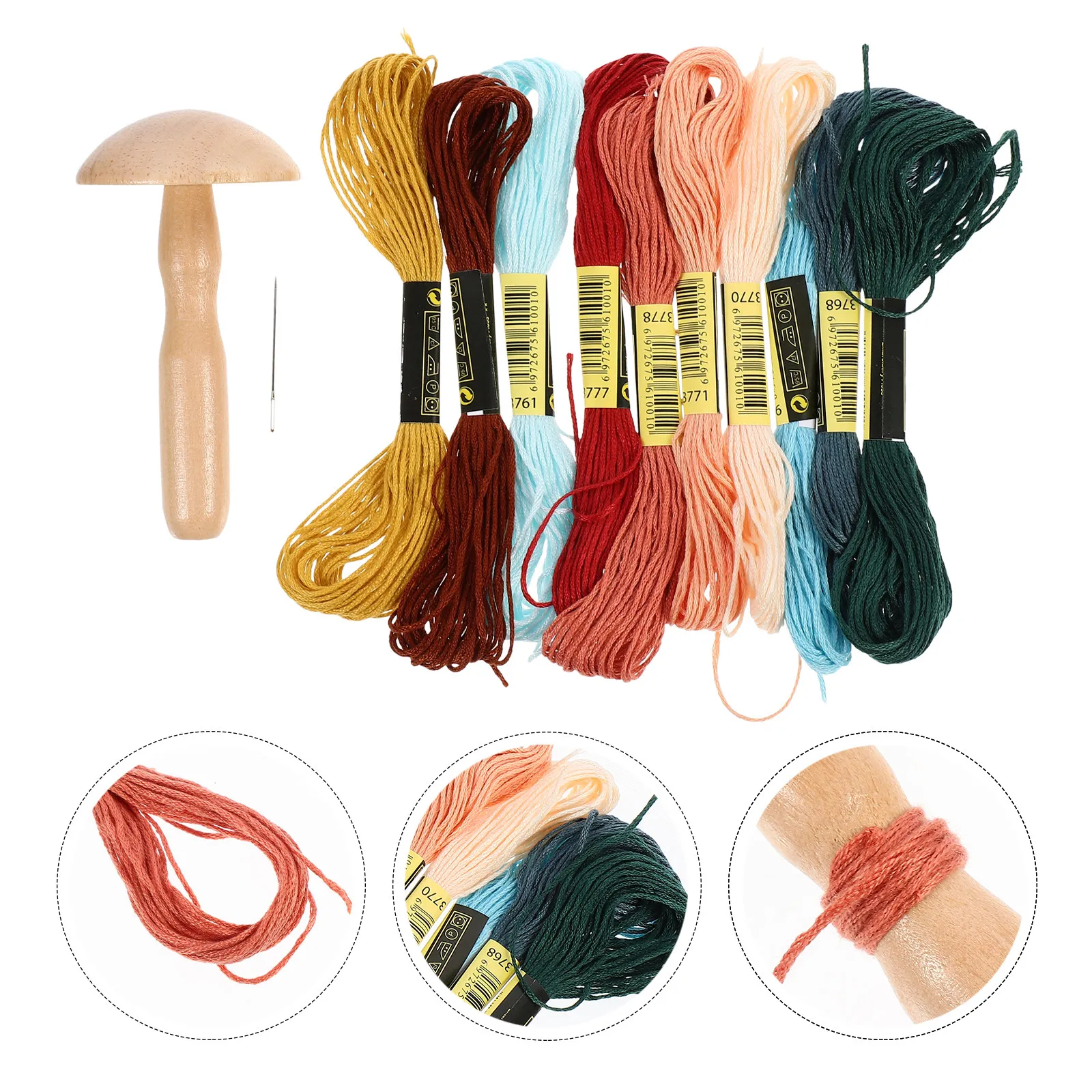 Wooden Darning Mushroom Tool Set for Fabric Mending, Patching & Sewing – Smooth Mushroom Head Design