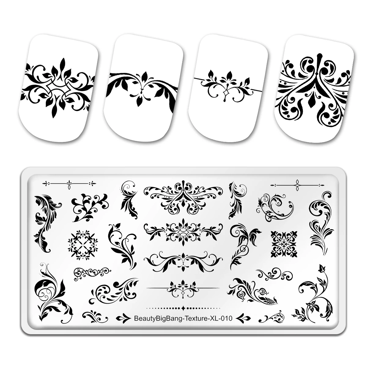 BeautyBigBang Stamping Plates Stainless Steel Nail Stamping Plate Phoenix Butterfly Vine Flower Nail Art Template Texture-XL-010