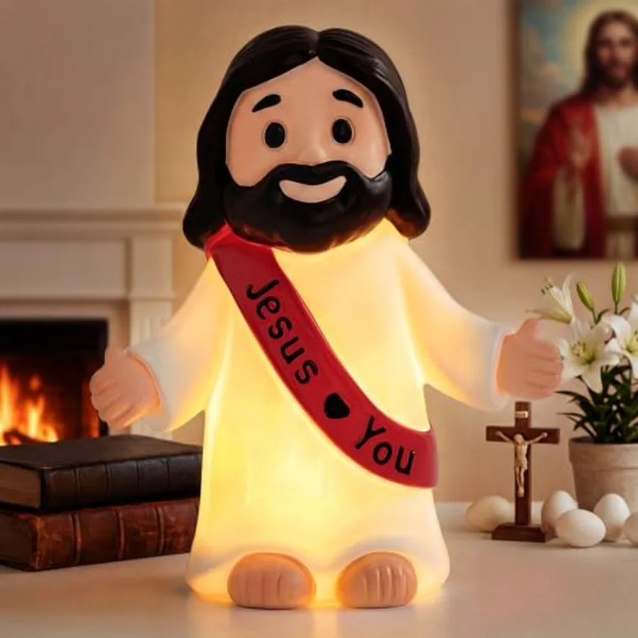 Resin Figurine, Christian Decor Gift for Mom, Mother's Day, Night Light Statue Gift for Mom, Figure for Home Office Table Decor