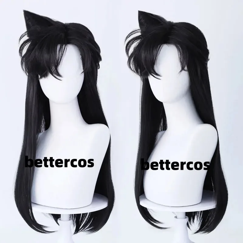 CyMouri Ran الاصطناعية الشعر أنيمي طويل 72 سنتيمتر الأسود مع كعكة تأثيري أنيمي شعر مستعار راشيل مور مقاومة للحرارة الشعر شعر مستعار للحفلات + شعر مستعار Ca