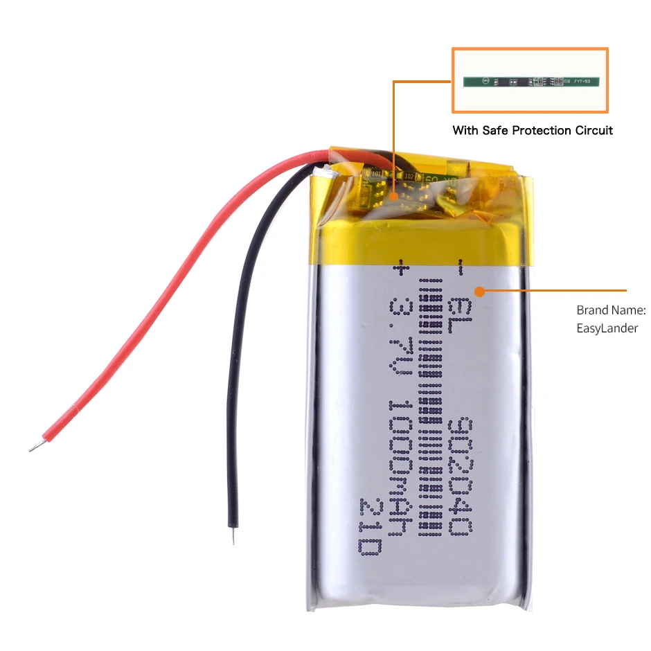 JST 1.25 مللي متر 2pin 902040 3.7 فولت 1000 مللي أمبير بطارية ليثيوم بوليمر يبو قابلة للشحن