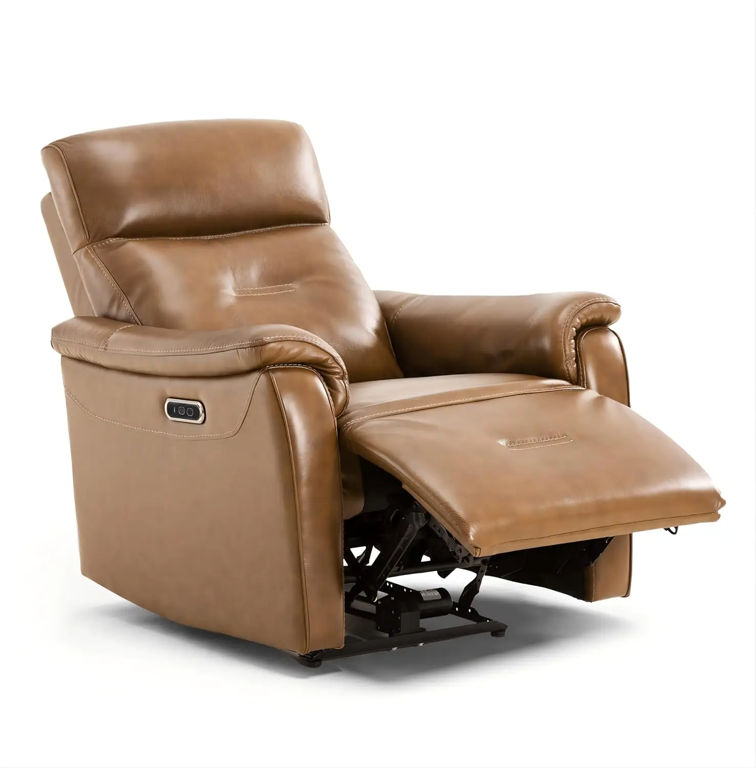 Genuine Leather Wall Hugger Power Recliner, Brown, Customized