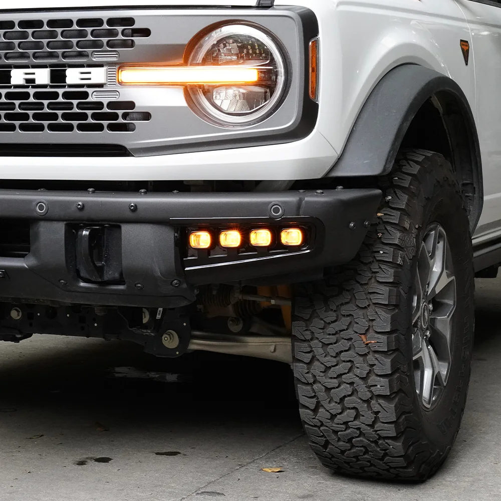 For Ford Bronco 2021-2022 Auto Front Bumper Upgrade Car LED Blink Daytime Running Light Assembly Plug and Play Tool Accessories