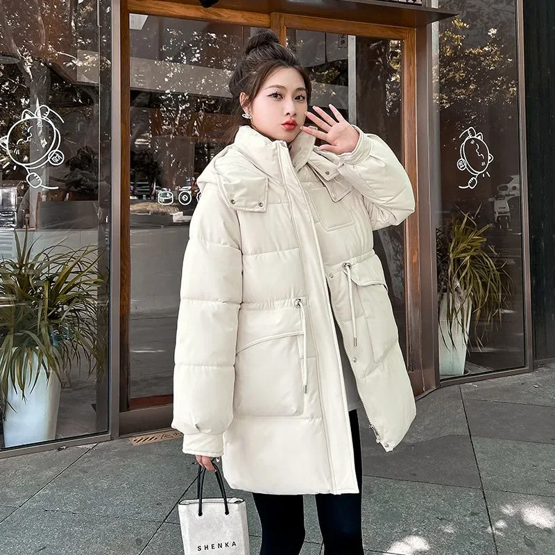 Unten Baumwolle Mantel Winter Jacke Weibliche Mittlere Länge Version Parkas Lose Dicke Warme Outwear Mit Kapuze Mode Mantel Neue Frauen