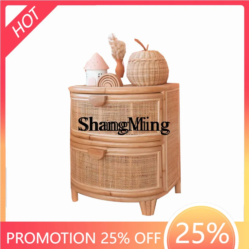 

SM new rattan simple storage cabinet handmade real rattan small side table B & B storage sideboard