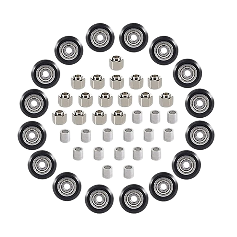 48PCS 3D Printer POM Pulley Wheel Set With Pulley Bearing For Creality Anycubic Anet Series 3D Printer Ender 3