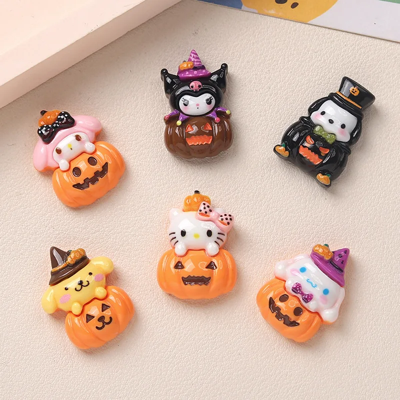 10 Stücke Neue Modelle Harz Niedlichen Cartoon Halloween Kürbis Serie Flachen Boden Ornament DIY Schmuck Machen Maniküre Zubehör