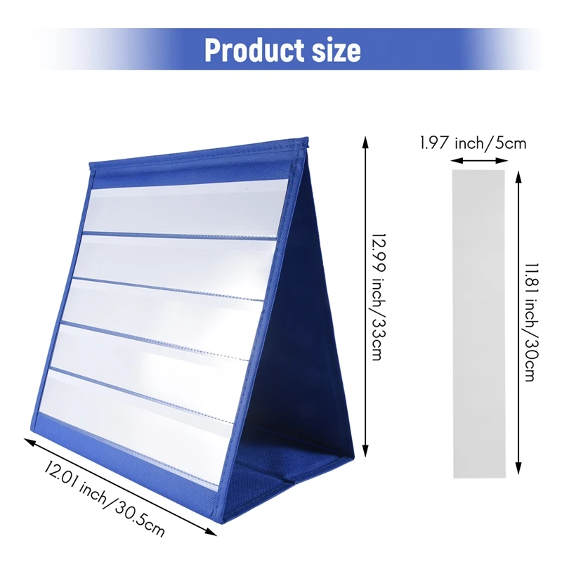 A16R-Tabletop Desktop Pocket Chart Table Top With Bonus 20X Dry Erase Cards,Desktop Tabletop Teaching Pocket Chart Double Sided